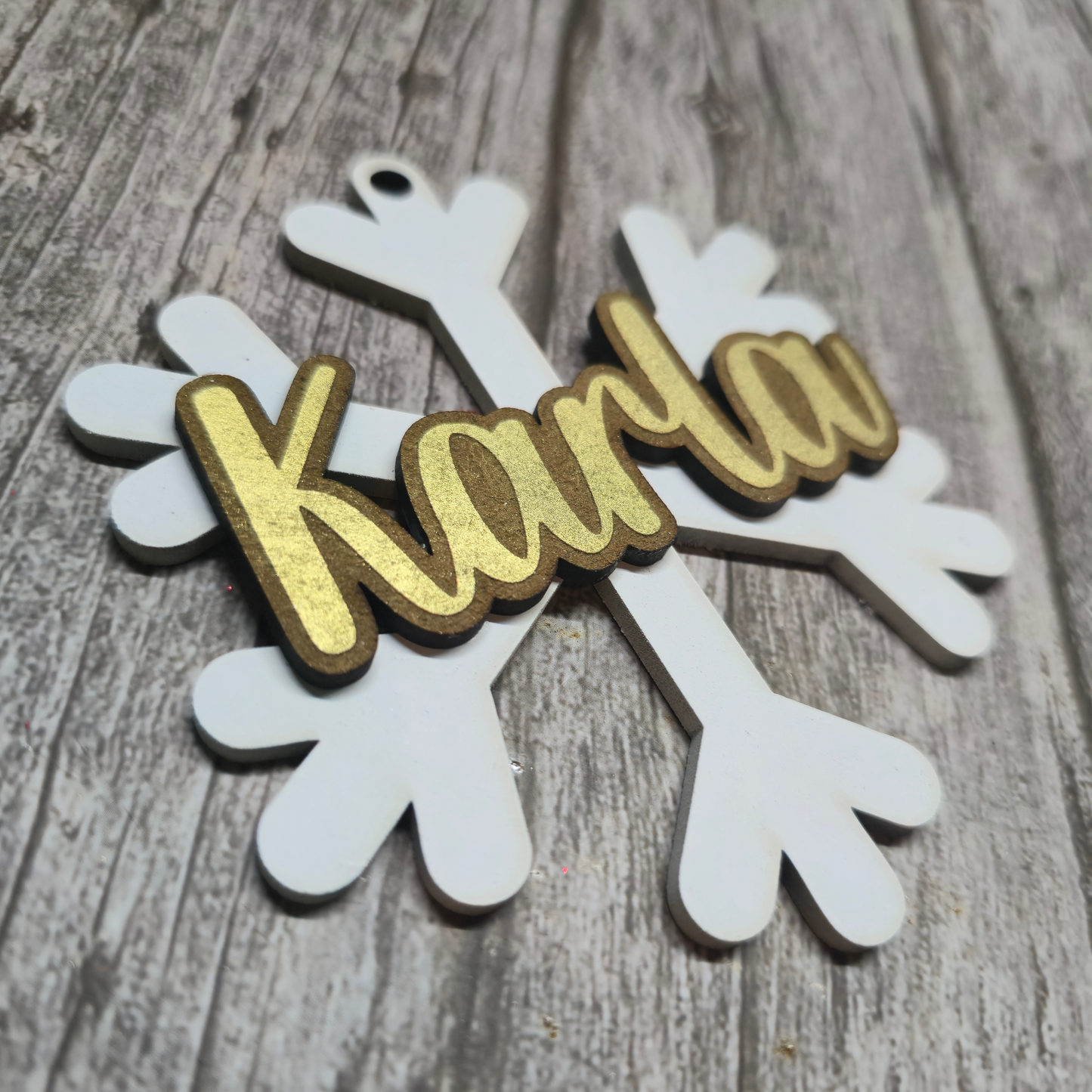 Esfera Navideña Copo de Nieve Personalizada con Nombre