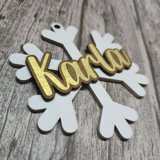 Esfera Navideña Copo de Nieve Personalizada con Nombre