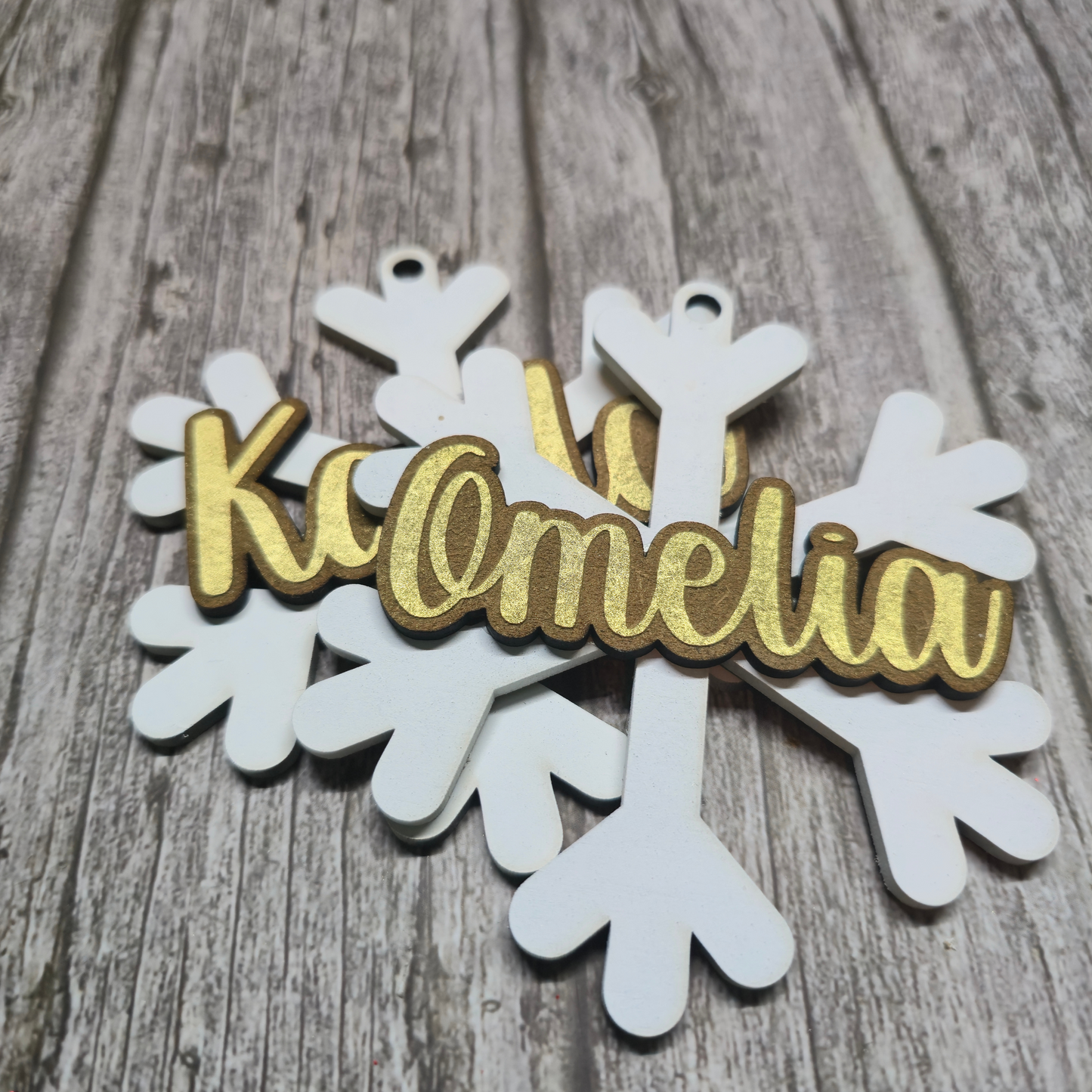 Esfera Navideña Copo de Nieve Personalizada con Nombre