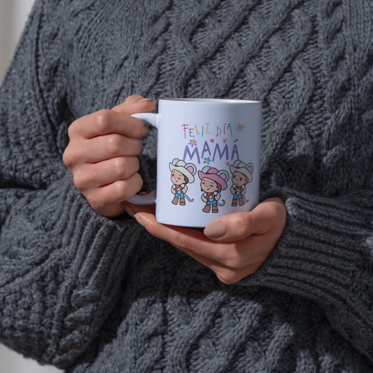 Taza Feliz Dia Mamá Ratones Vaqueros