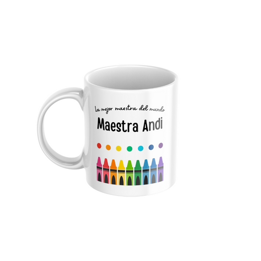 Taza La Mejor Maestra Del Mundo Crayolas