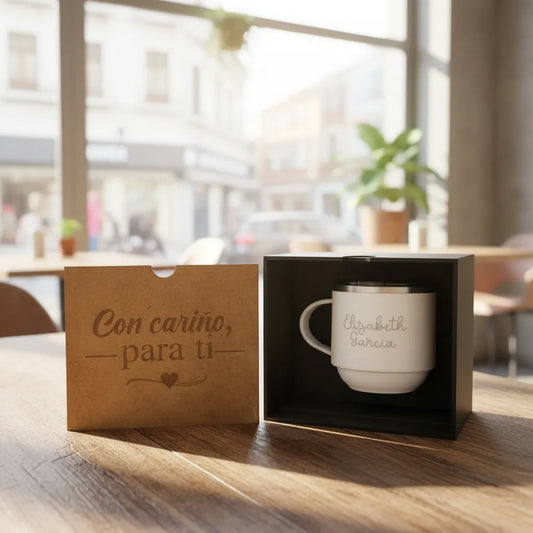 Taza Térmica Premium Personalizada Grabado Caja Premium de Regalo