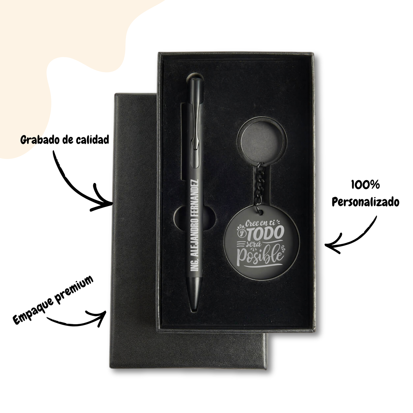 Set Ejecutivo de Boligrafo Metálico y Llavero Personalizado – Regalo Corporativo Elegante