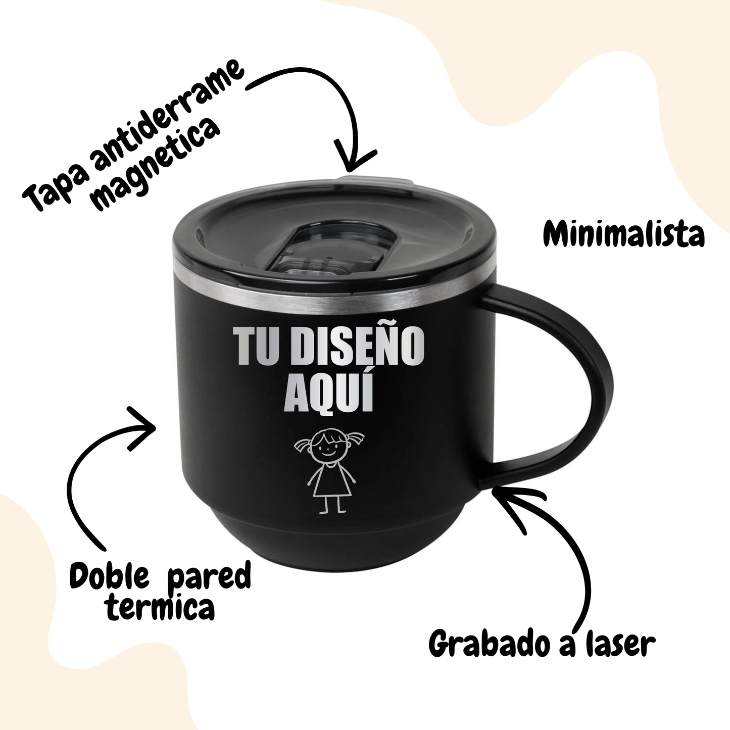 Taza Térmica Premium Personalizada Grabado Láser  Regalo Original