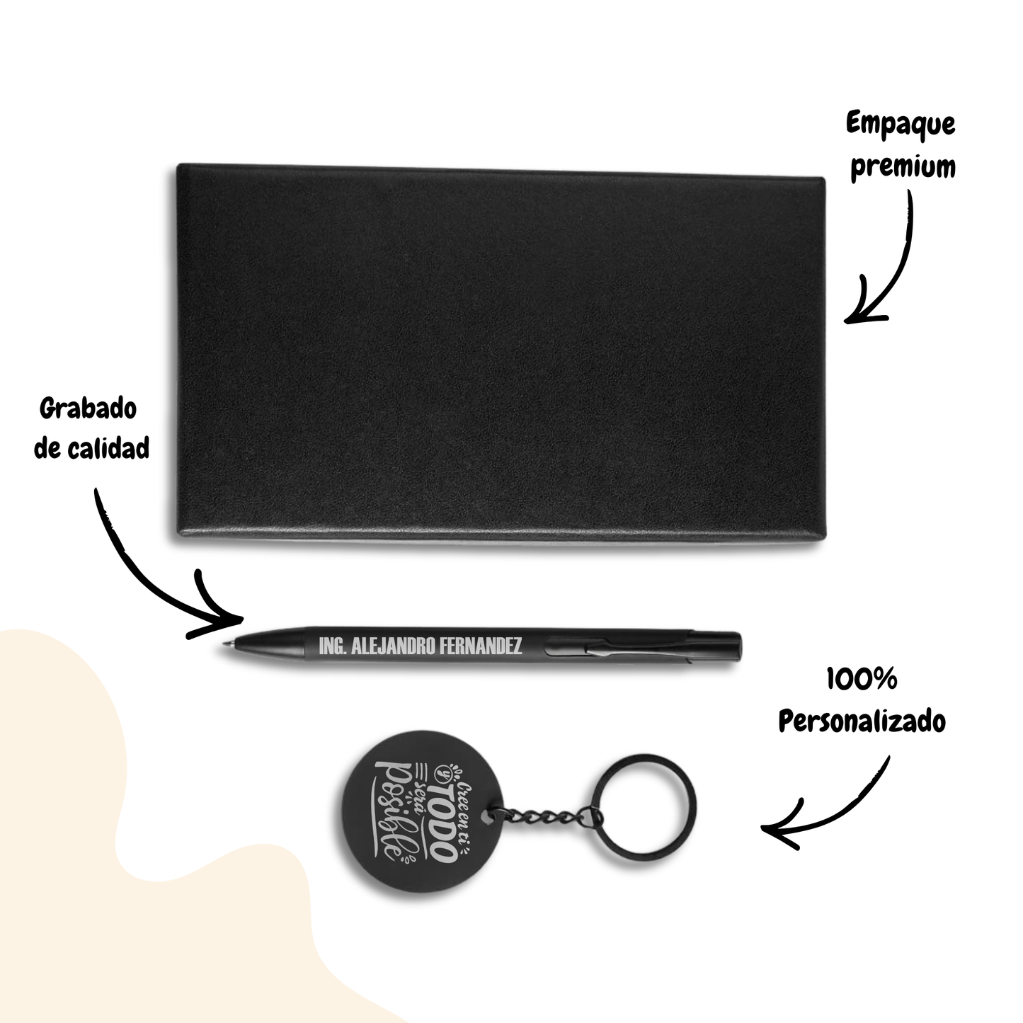 Set Ejecutivo de Boligrafo Metálico y Llavero Personalizado – Regalo Corporativo Elegante